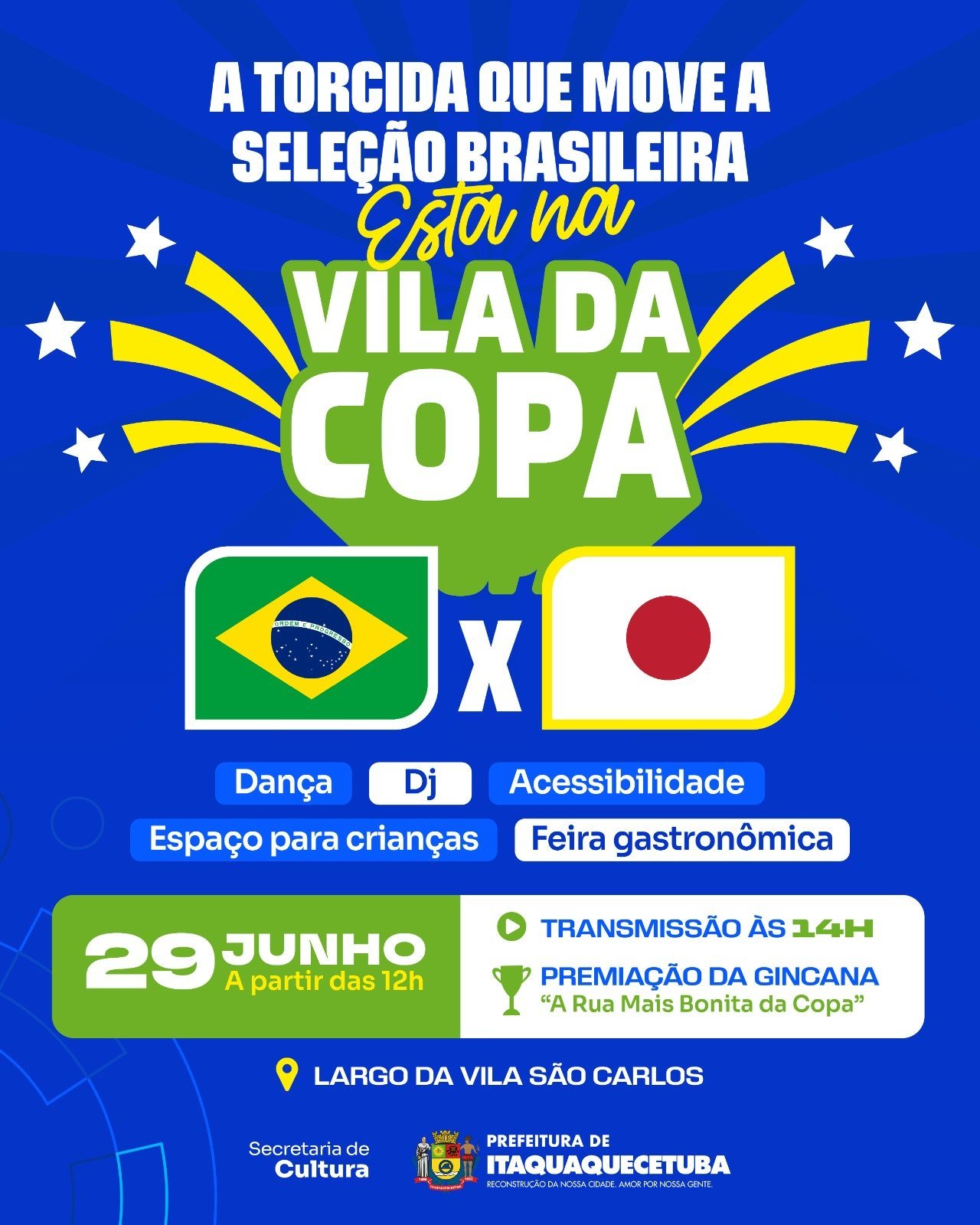 COPA 2026 | Prefeitura divulga resultado da gincana "A Rua Mais Bonita da Copa" nesta segunda-feira